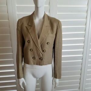 Tailored cropped linen jacket